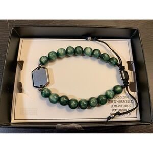 Fossil Men's Stainless Steel and Green Stone Adjustable Bracelet for Men